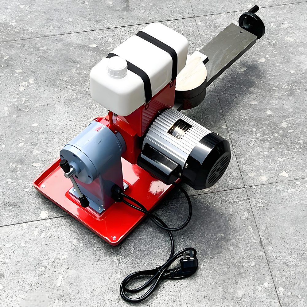 CG101 circular saw blade sharpener with grinding head, coolant bottle and blade support arm